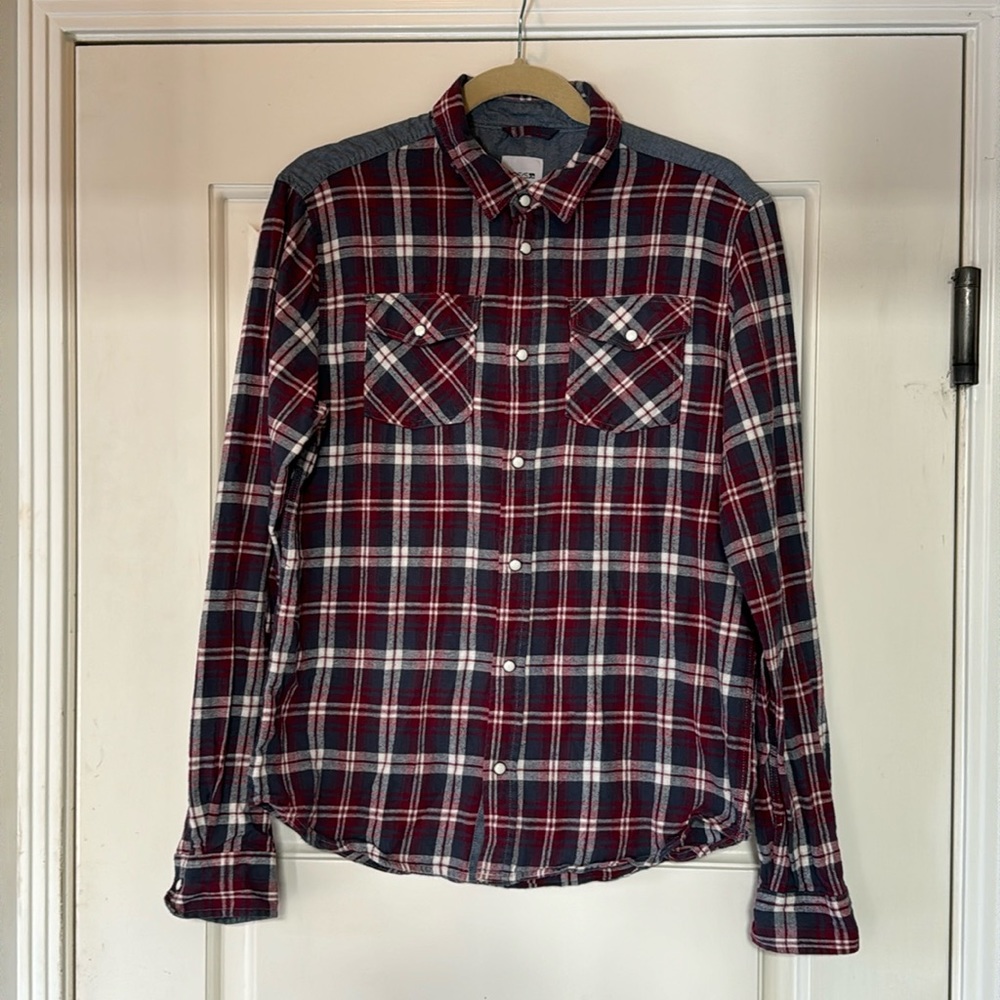 Joe's Jeans Plaid Snap Long Sleeved Flannel Shirt Boys Size XL